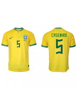Brasilien Casemiro #5 Replika Hemmakläder VM 2022 Kortärmad